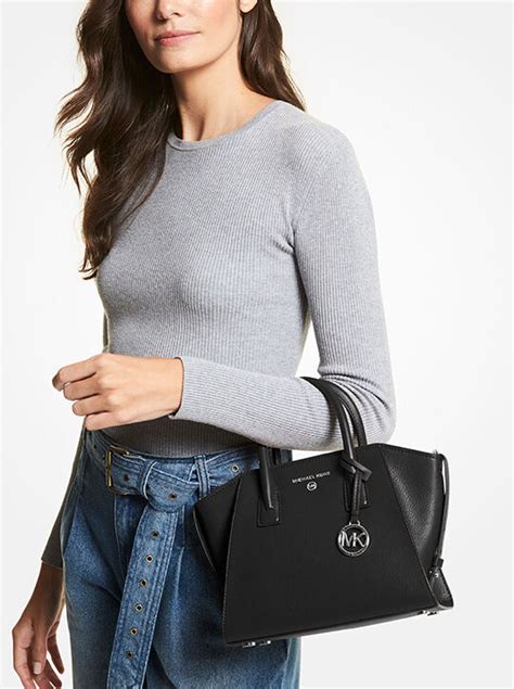 michael michael kors avril small leather top-zip satchel|Michael Kors Avril Small Top Zip Leather Satchel .